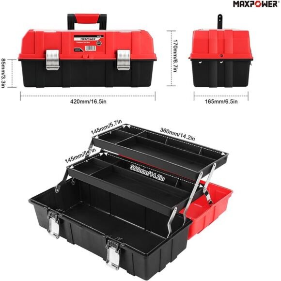 🛠️ 3-Layer Folding Toolbox – Large Capacity, Durable & Lockable Storage Box ✨ - Picture 2 of 7